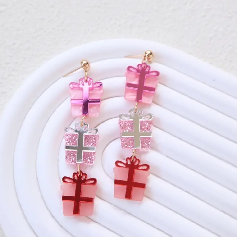 Preppy Christmas Dangle Earrings New